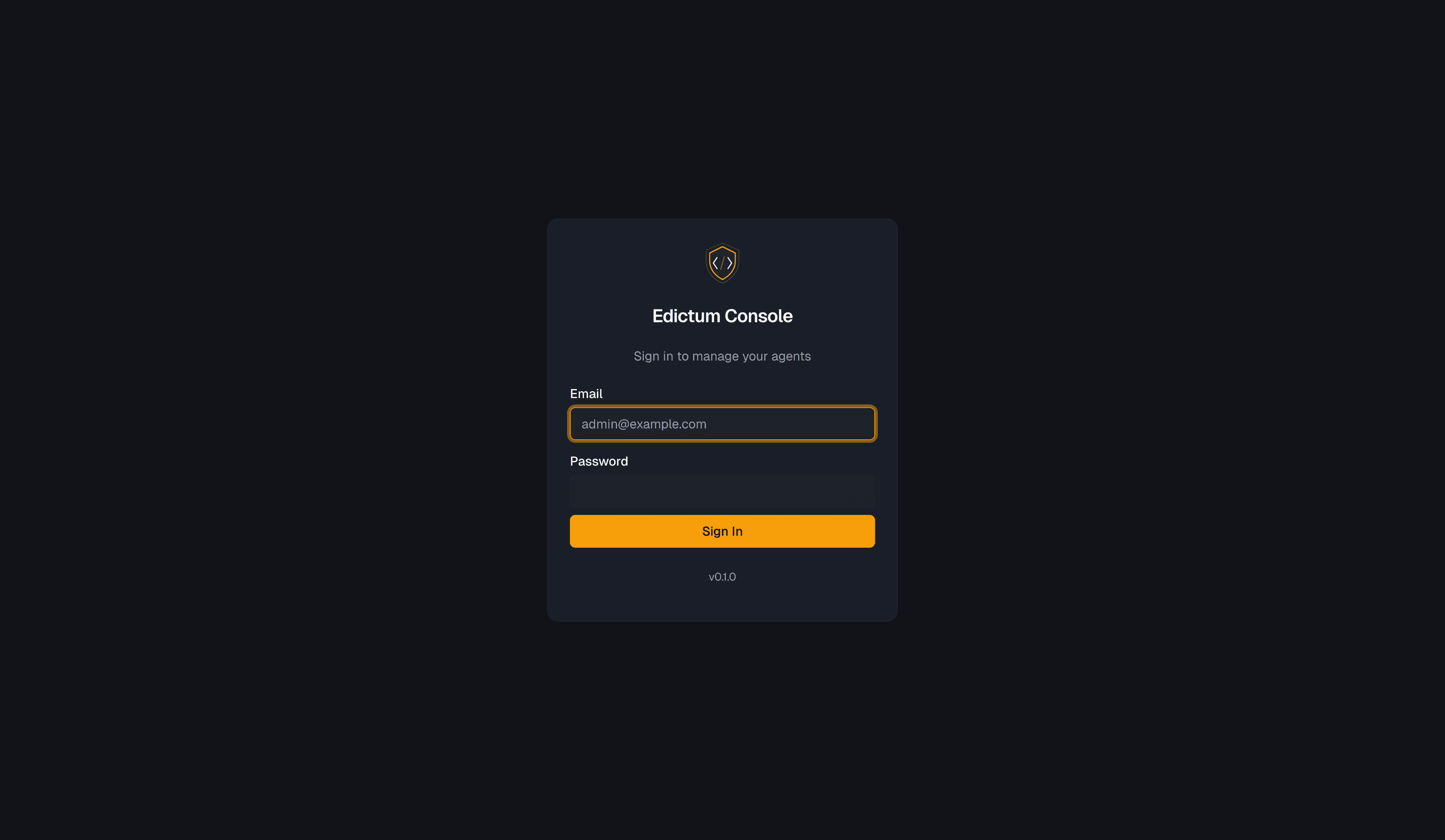 Console login page